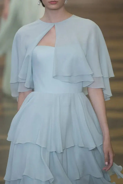 Aimishang Elegant A Line Layered Chiffon Evening Party Dress Classy Long Formal Wedding Guest Dress
