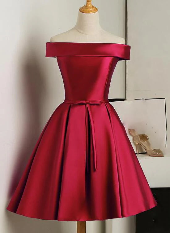 Aimishang Elegant A Line Off Shoulder Blue Satin Formal Prom Dress Cute Homecoming Dress
