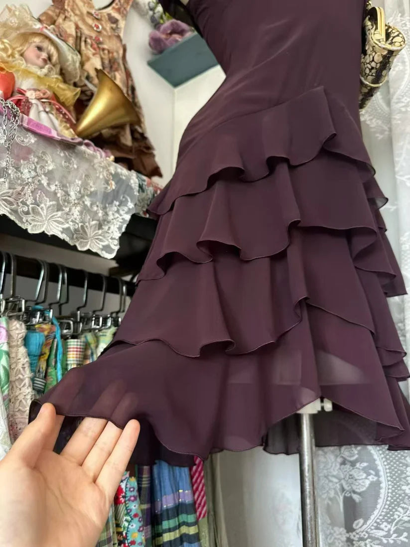 Aimishang Elegant A Line Off Shoulder Tiered Ruffled Layers Evening Party Dress Classy Homecoming Dress