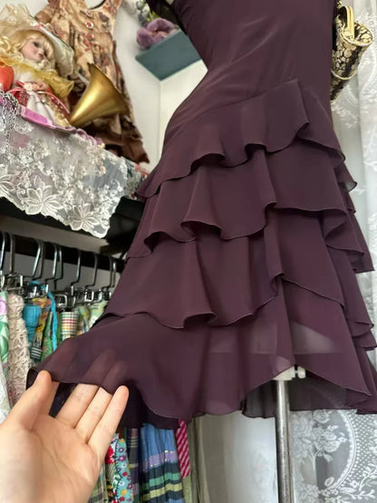Aimishang Elegant A Line Off Shoulder Tiered Ruffled Layers Evening Party Dress Classy Homecoming Dress