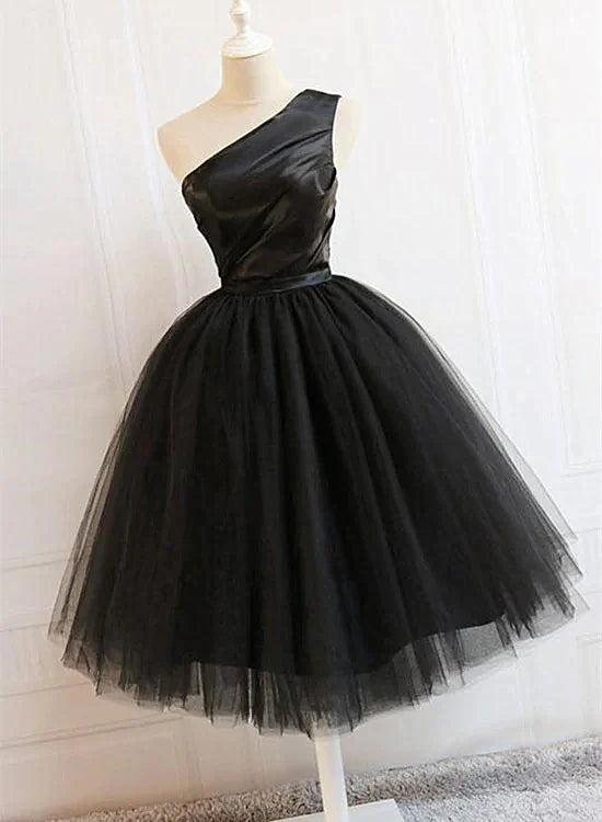 Aimishang Elegant A Line One Shoulder Sleeveless Black Formal Prom Dress Classy Evening Party Dress