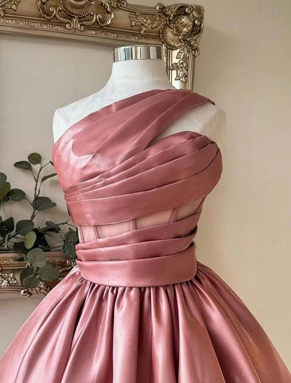 Aimishang Elegant A Line One Shoulder Sleeveless Pleated Short Graduation Party Dress Stylish Homecoming Dress