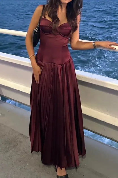 Aimishang Elegant A Line Pleated Sleeveless Party Evening Gowns Cute Graduation Dress For Girls