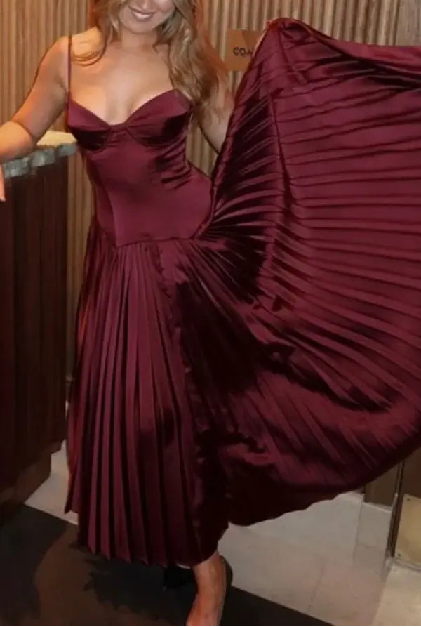 Aimishang Elegant A Line Pleated Sleeveless Party Evening Gowns Cute Graduation Dress For Girls