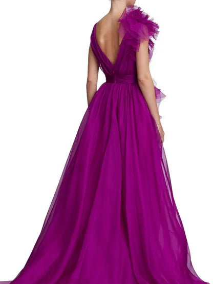 Aimishang Elegant A Line Sleeveless Party Evening Gown Charming Long Formal Prom Dress With Slit