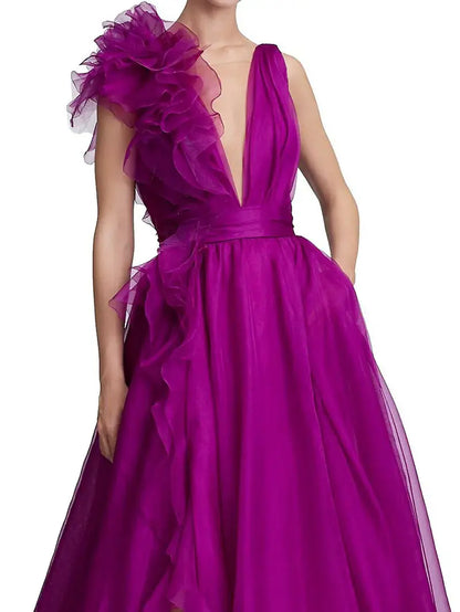 Aimishang Elegant A Line Sleeveless Party Evening Gown Charming Long Formal Prom Dress With Slit