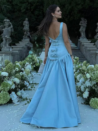 Aimishang Elegant A Line Sleeveless Party Evening Gown Cute Wedding Guest Dress With Bow(s)