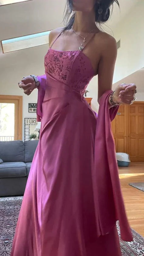 Aimishang Elegant A Line Spaghetti Straps Sleeveless Long Formal Prom Dress Charming Evening Party Dress