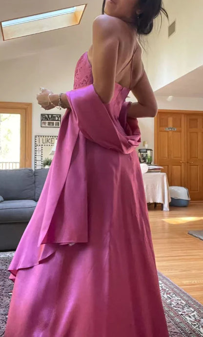 Aimishang Elegant A Line Spaghetti Straps Sleeveless Long Formal Prom Dress Charming Evening Party Dress