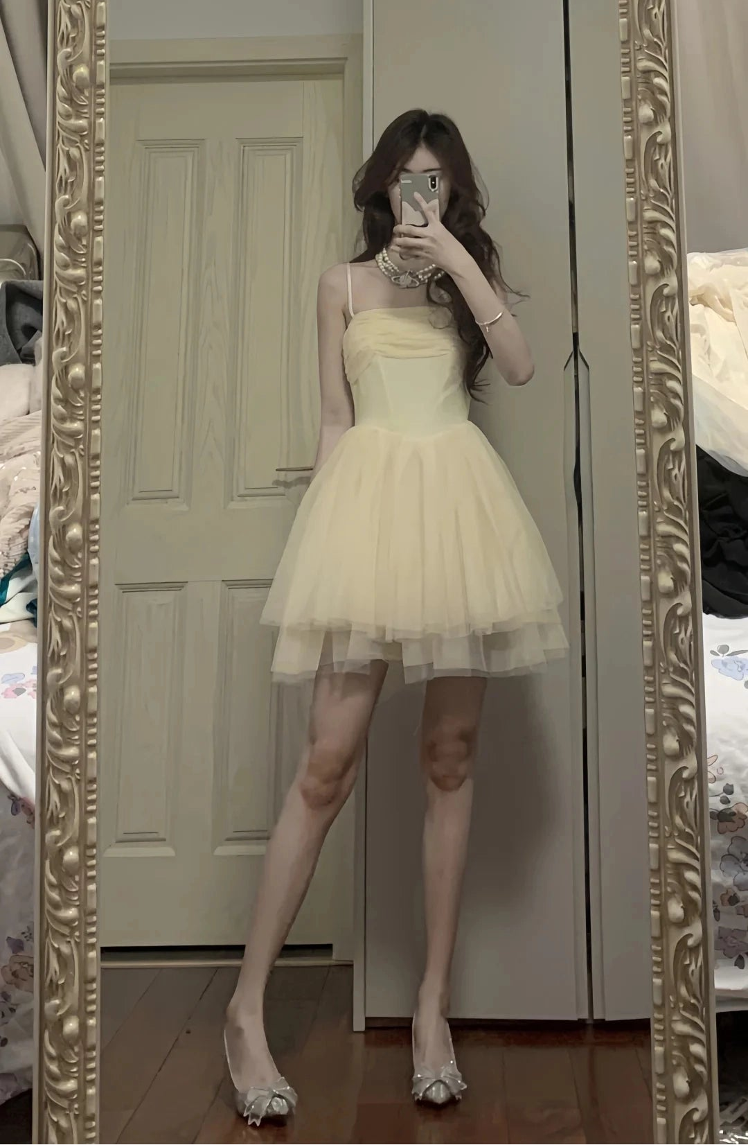 Aimishang Elegant A Line Spaghetti Straps Sleeveless Summer Short Graduation Party Dress Cute Homecoming Dress