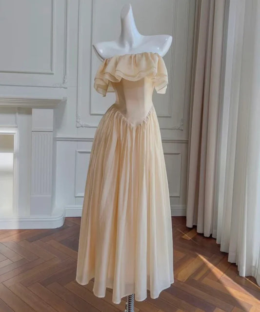 Aimishang Elegant A Line Strapless Formal Prom Dress Pretty Wedding Guest Dress Sweet Evening Party Gowns