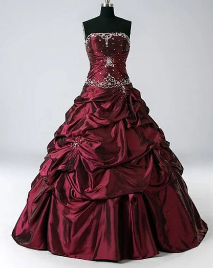 Aimishang Elegant A Line Strapless Sleeveless Evening Party Dress Vintage Lace-Up Ruched Long Formal Prom Dress