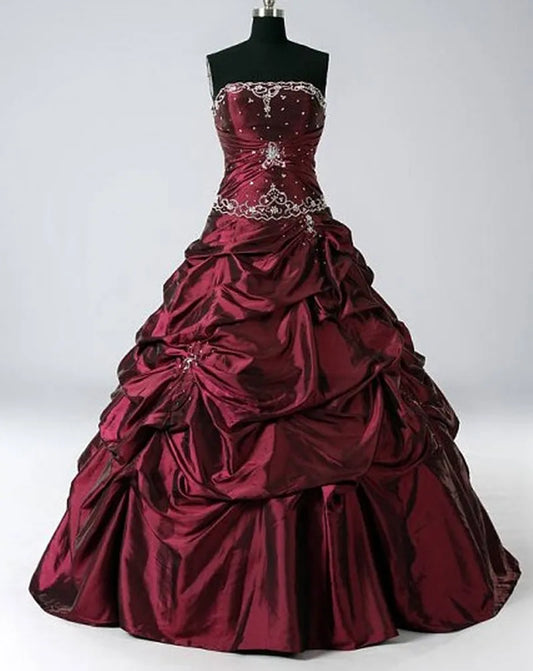 Aimishang Elegant A Line Strapless Sleeveless Evening Party Dress Vintage Lace-Up Ruched Long Formal Prom Dress