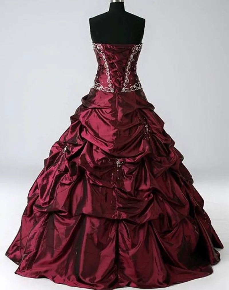 Aimishang Elegant A Line Strapless Sleeveless Evening Party Dress Vintage Lace-Up Ruched Long Formal Prom Dress