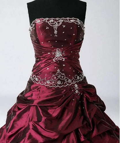 Aimishang Elegant A Line Strapless Sleeveless Evening Party Dress Vintage Lace-Up Ruched Long Formal Prom Dress