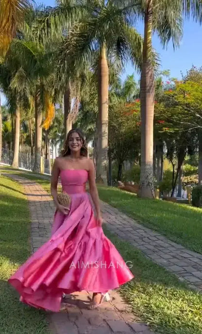 Aimishang Elegant A Line Strapless Sleeveless Long Formal Prom Dress Charming Party Evening Gowns Pretty Graduation Dress