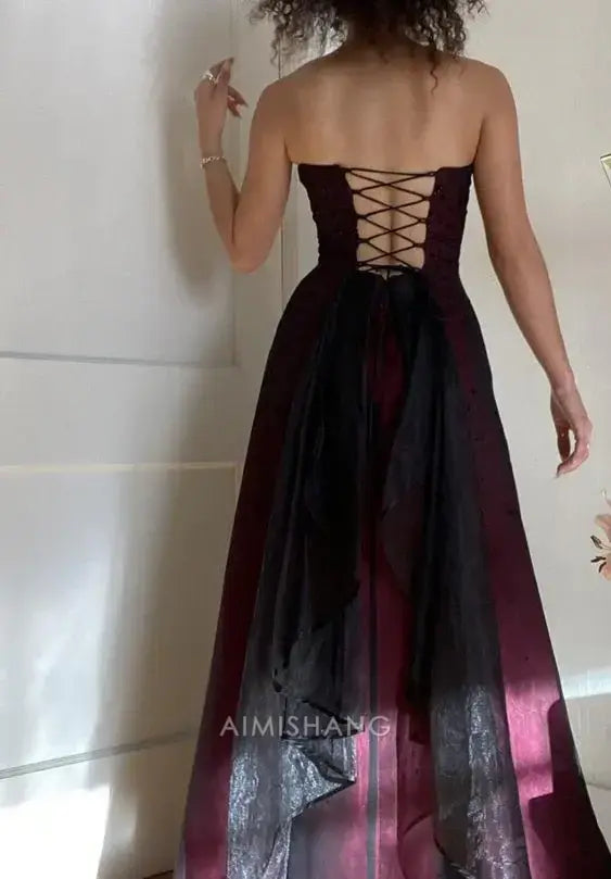 Aimishang Elegant A Line Strapless Sleeveless Long Formal Prom Dress Vintage Party Evening Gowns Chic Wedding Guest Dress