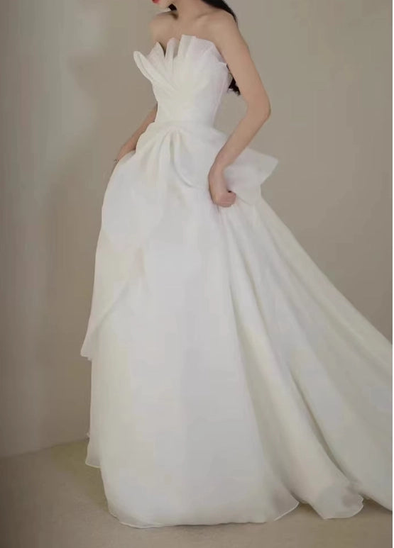 Aimishang Elegant A Line Strapless Sleeveless Long Wedding Party Dress Charming Bridal Gowns