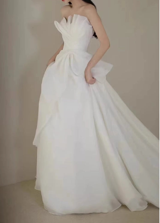 Aimishang Elegant A Line Strapless Sleeveless Long Wedding Party Dress Charming Bridal Gowns