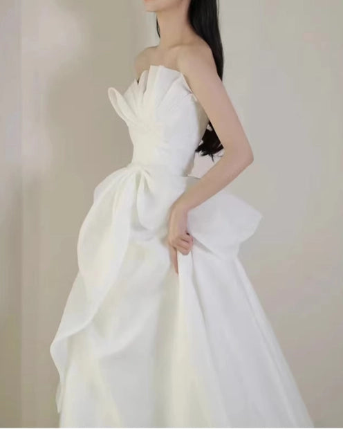 Aimishang Elegant A Line Strapless Sleeveless Long Wedding Party Dress Charming Bridal Gowns