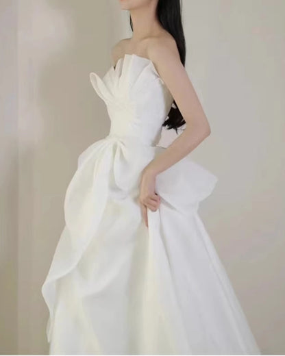 Aimishang Elegant A Line Strapless Sleeveless Long Wedding Party Dress Charming Bridal Gowns