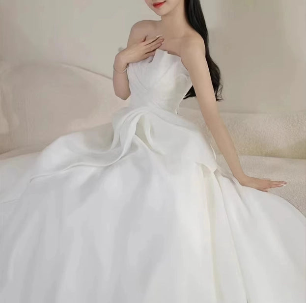 Aimishang Elegant A Line Strapless Sleeveless Long Wedding Party Dress Charming Bridal Gowns