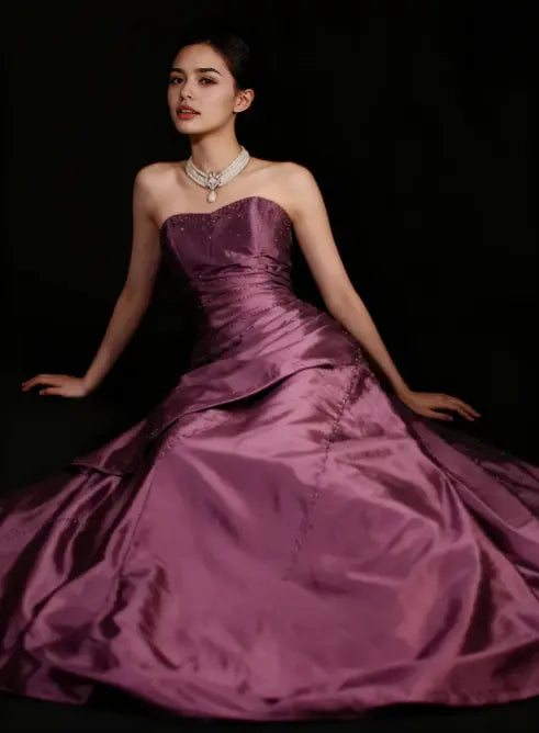 Aimishang Elegant A Line Strapless Sleeveless Party Evening Gown Vintage Long Formal Prom Dress