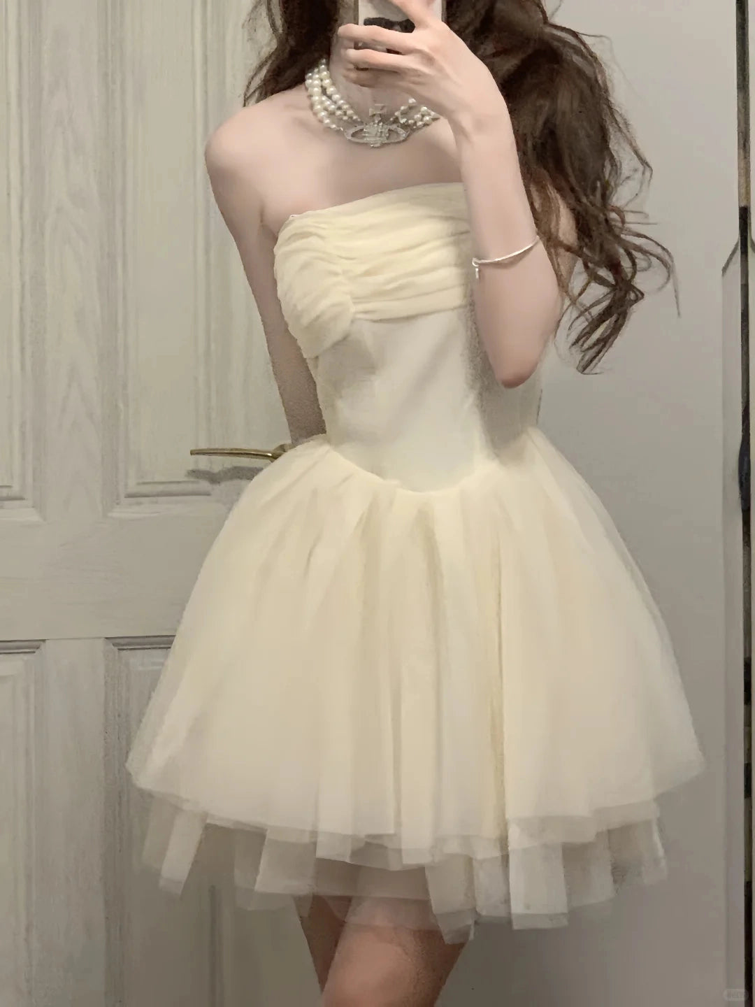 Aimishang Elegant A Line Strapless Sleeveless Summer Short Graduation Party Dress Cute Homecoming Dress