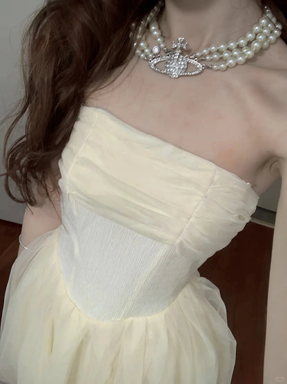 Aimishang Elegant A Line Strapless Sleeveless Summer Short Graduation Party Dress Cute Homecoming Dress