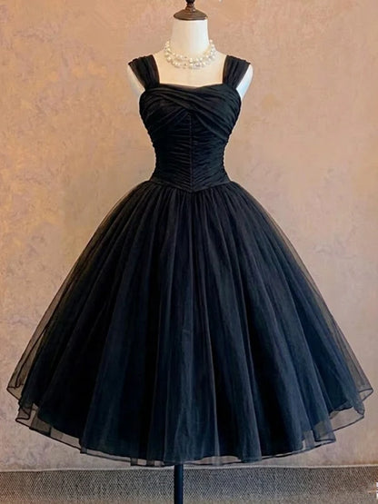 Aimishang Elegant A Line Straps Sleeveless Ruched Tulle Formal Prom Dress Classy Evening Party Dress
