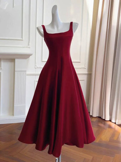 Aimishang Elegant A Line Straps Square Neckline Sleeveless Formal Prom Dress Classy Evening Party Dress