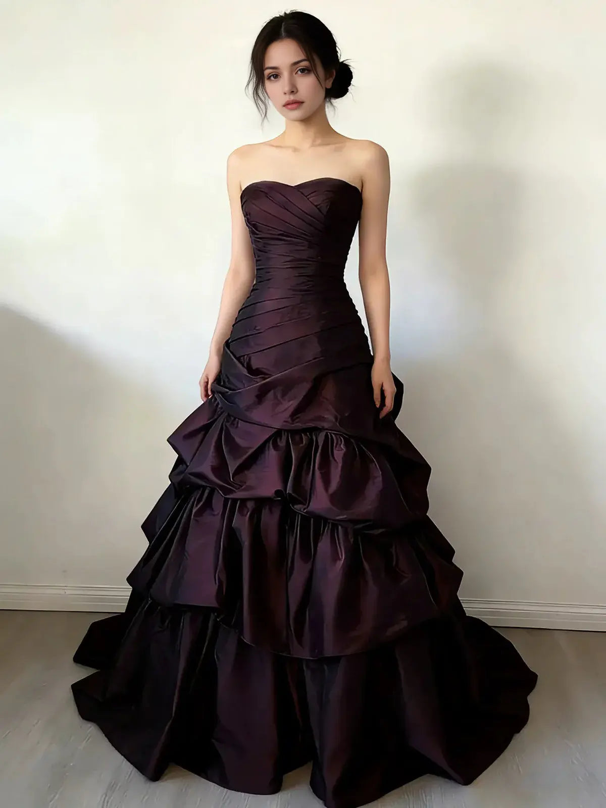 Aimishang Elegant A Line Sweetheart Neck Strapless Ruffles Long Evening Gown Classy Formal Prom Dress