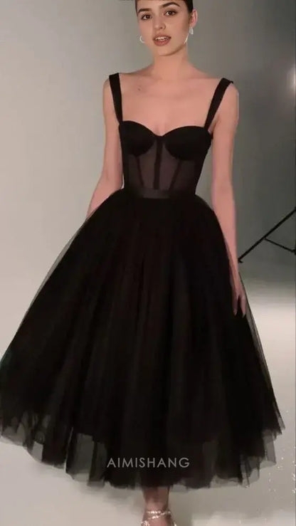 Aimishang Elegant A Line Sweetheart Sleeveless Party Evening Gown Black Formal Prom Dress Sexy Birthday Dress