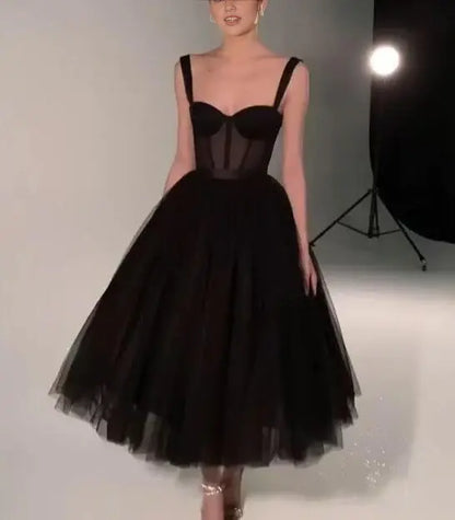 Aimishang Elegant A Line Sweetheart Sleeveless Party Evening Gown Black Formal Prom Dress Sexy Birthday Dress