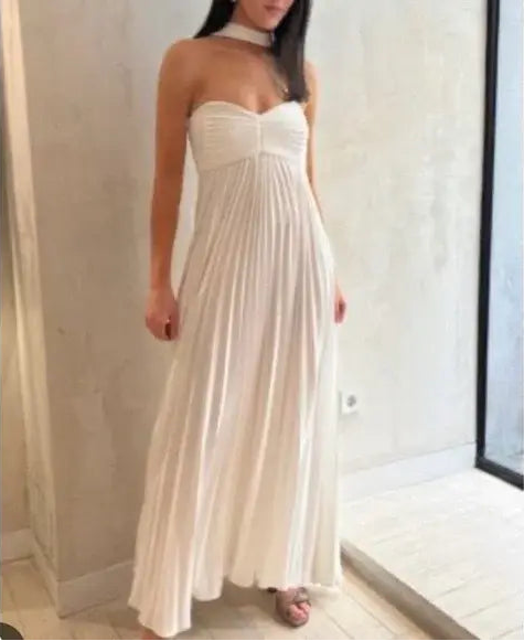 Aimishang Elegant A Line Sweetheart Sleeveless Pleated Party Evening Gowns Simple Strapless Wedding Dress Cute Summer Dress