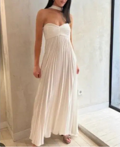 Aimishang Elegant A Line Sweetheart Sleeveless Pleated Party Evening Gowns Simple Strapless Wedding Dress Cute Summer Dress