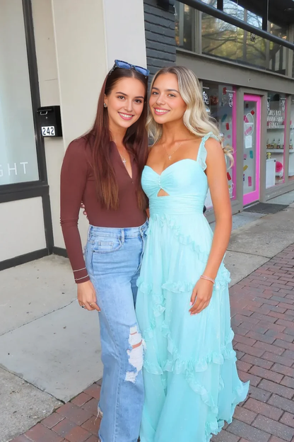 Aimishang Elegant A Line Sweetheart Sleeveless Ruffles Graduation Dress Lovely Long Formal Prom Dress