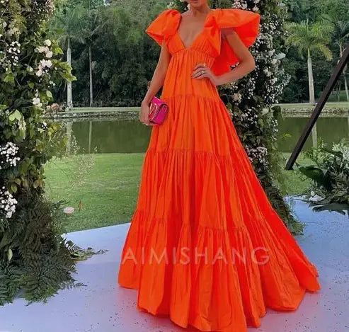 Aimishang Elegant A Line V Neck Long Prom Dress Charming Evening Party Dress Formal Wear Dress