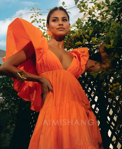 Aimishang Elegant A Line V Neck Long Prom Dress Charming Evening Party Dress Formal Wear Dress