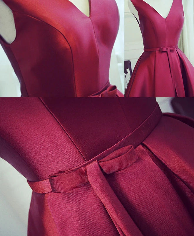 Aimishang Elegant A Line V Neck Sleeveless Lace-Up Back Short Prom Dress Classy Homecoming Dress For Girls