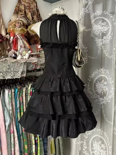 Aimishang Elegant Black A Line Layered Sleeveless Summer Short Party Evening Dress Classy Graduation Homecoming Dress
