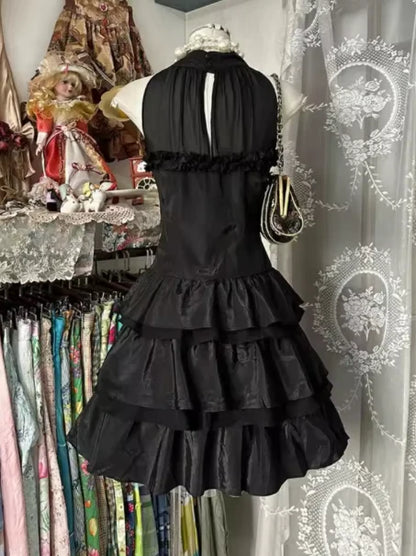 Aimishang Elegant Black A Line Layered Sleeveless Summer Short Party Evening Dress Classy Graduation Homecoming Dress