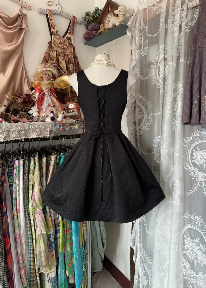 Aimishang Elegant Black A Line Sleeveless Summer Short Party Evening Dress Classy Graduation Homecoming Dress
