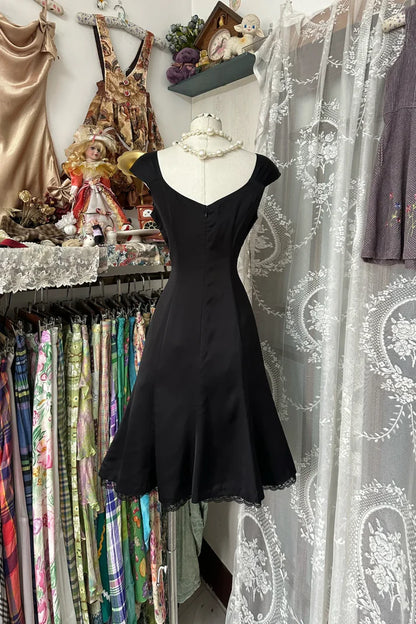 Aimishang Elegant Black A Line Summer Party Evening Dress Simple Graduation Homecoming Dress With Bow