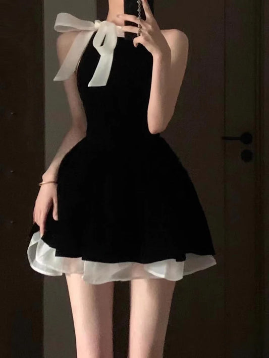 Aimishang Elegant Black Sleeveless A Line Short Summer Birthday Party Dress Lovely Graduation Homecoming Dress