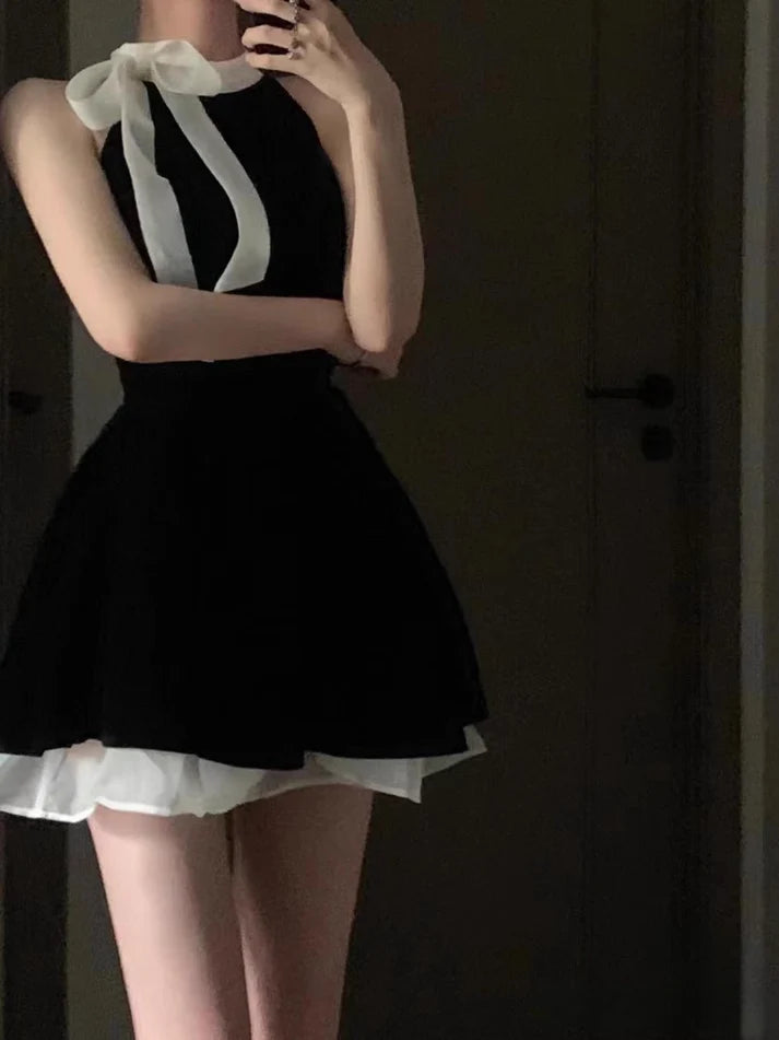 Aimishang Elegant Black Sleeveless A Line Short Summer Birthday Party Dress Lovely Graduation Homecoming Dress