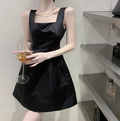 Aimishang Elegant Black Square Neck A Line Sleeveless Short Formal Homecoming Dress Simple Birthday Party Dress