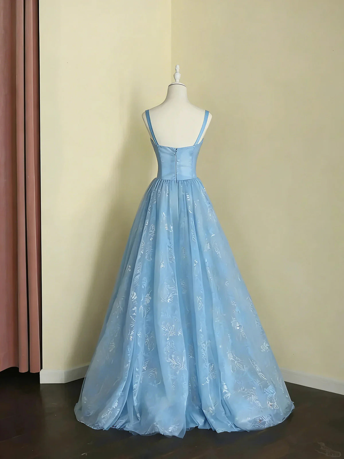 Aimishang Elegant Blue A Line Straps Sleeveless Long Formal Prom Dress Classy Evening Party Dress