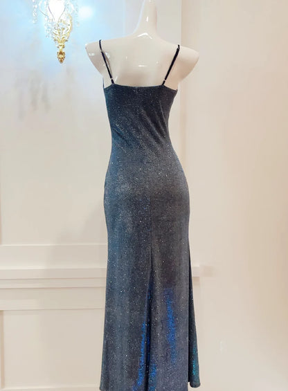 Aimishang Elegant Dresses Evening Wear Spaghetti Straps Charming Sheath Long Prom Dress Shiny Formal Party Gown