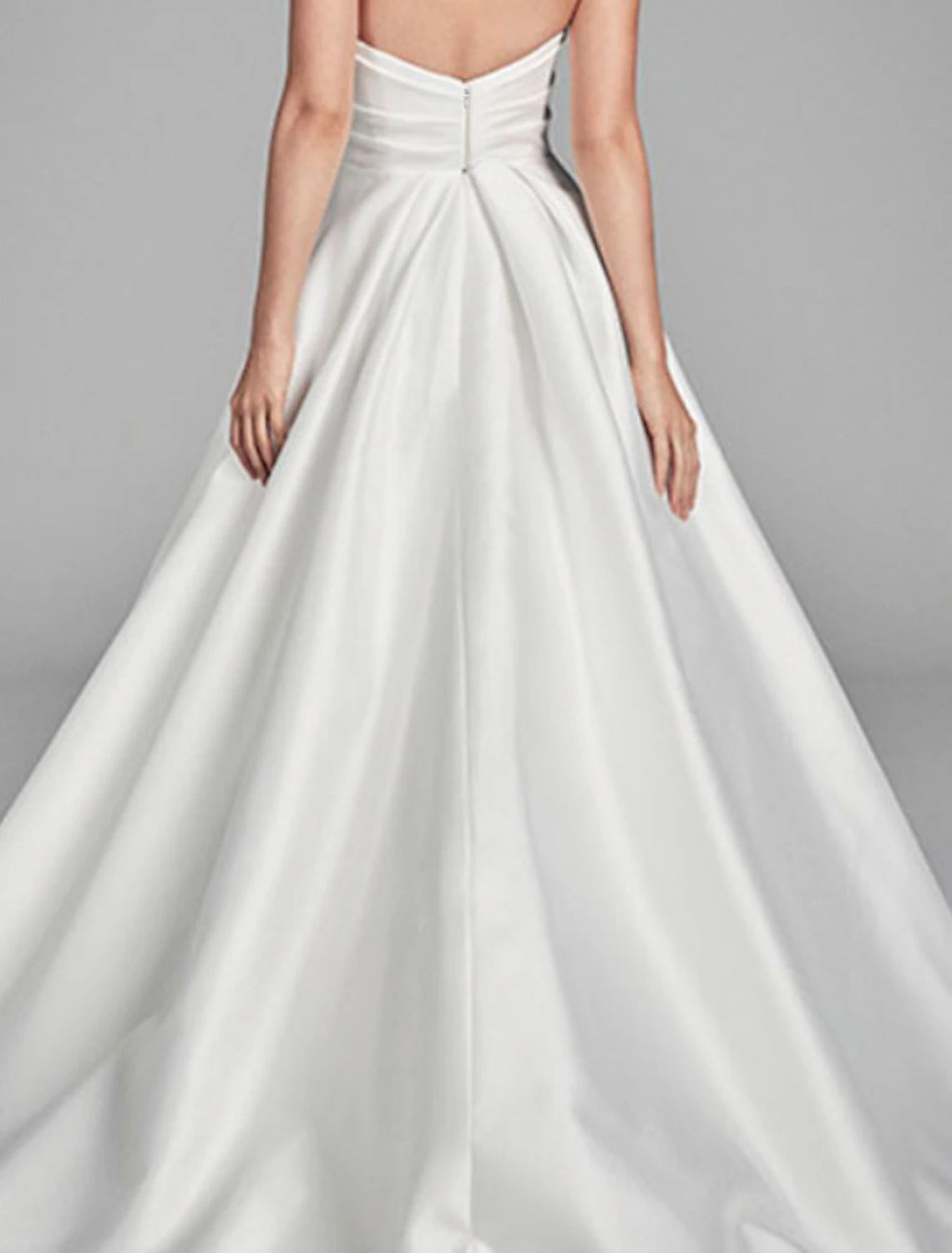 Aimishang Elegant Engagement Casual Wedding Dresses A-Line Strapless Sweep / Brush Train Satin Bridal Gowns With Ruched